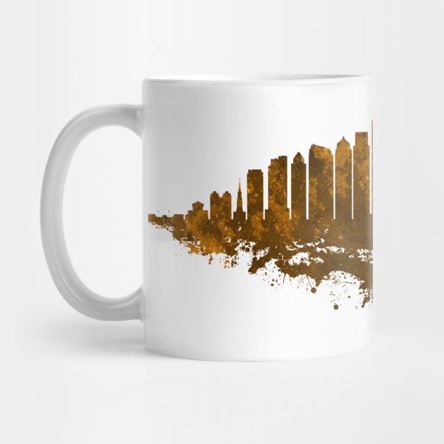 Philadelphia City Skyline - Watercolor Orange, Brown by SPJE Illustration Photography